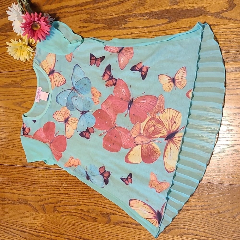 Candie's Butterfly Top Semi Sheer Back - Girl's Large